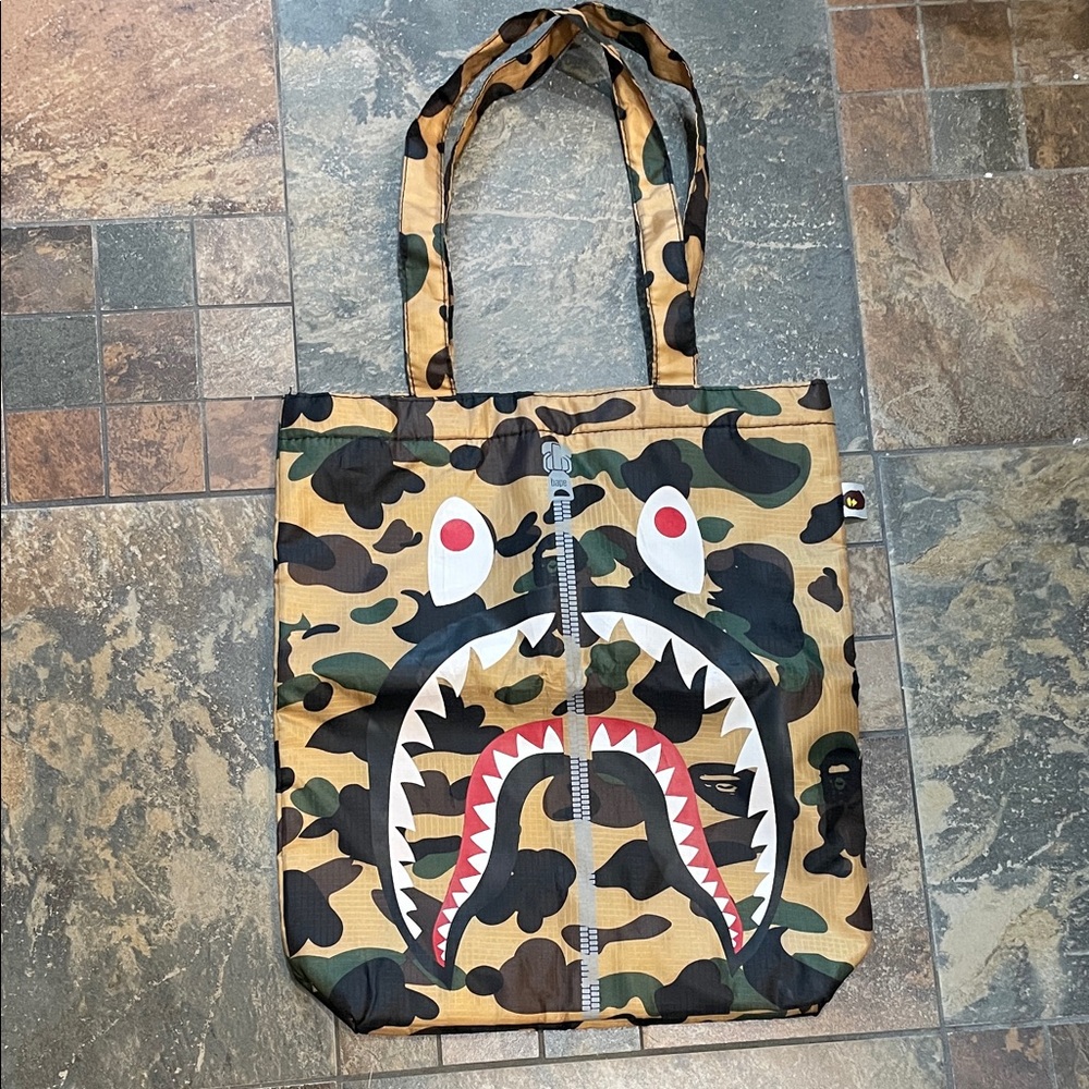 Camouflage Tote Bag with Shark Design